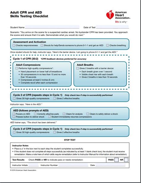 Aha Cpr Skills Sheet