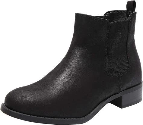 Luoika Womens Wide Width Chelsea Ankle Boots Low Heel Slip On Casual Cozy Winter Booties