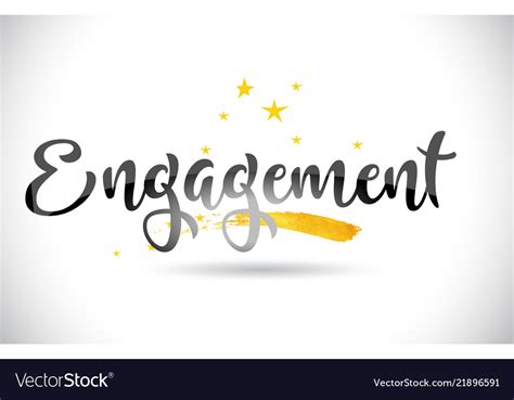 Engagement Word Text With Golden Stars Trail And Vector Image