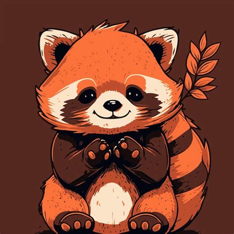 Um Desenho Animado De Um Panda Vermelho Um Fundo Marrom Vetor