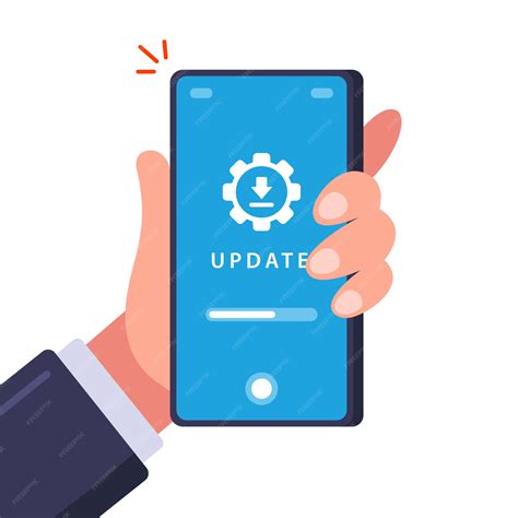 Premium Vector | Updating an old phone. download data for installation