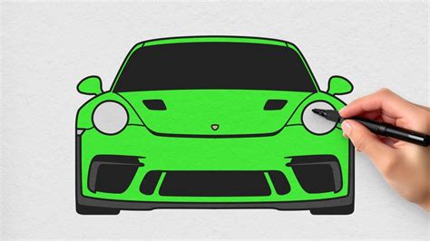 How To Draw A Porsche 911 Gt3 Rs Easy Step By Step Car Drawing Youtube