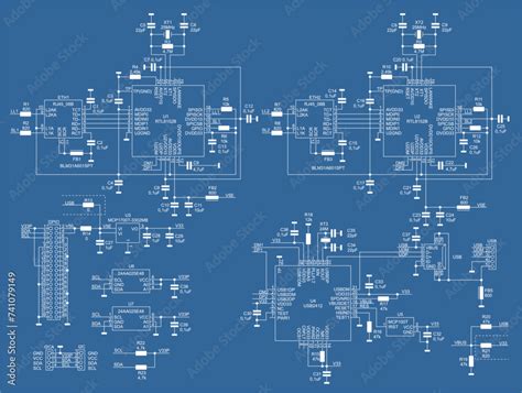 Schematic Diagram Of Electronic Device Vector Drawing Electrical