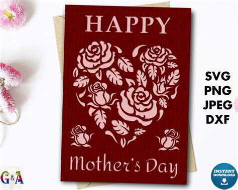 Mothers Day Card Svg Happy Mothers Day Celebration Card Cut Etsy