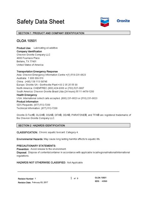 Oloa 10501 Sds Pdf Personal Protective Equipment Toxicity