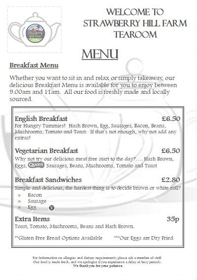 Breakfast Menu Strawberryhill