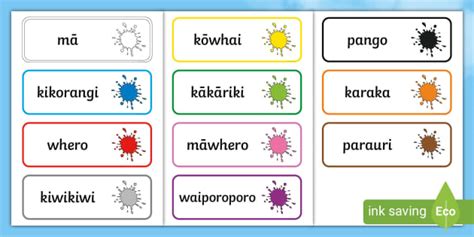 Te Reo Māori Vocabulary Cards Te Reo Colours NZ Twinkl