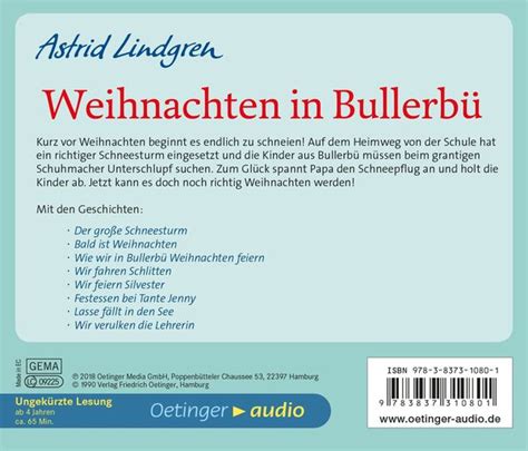 Weihnachten In Bullerb Von Astrid Lindgren H Rbuch Thalia