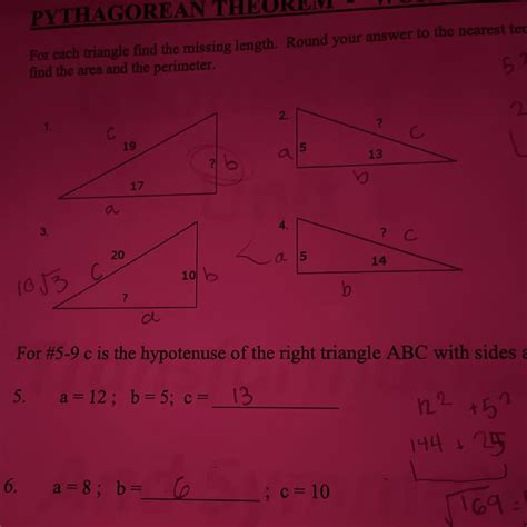 For Each Triangle Find The Missing Length Round Your Answer To The Nearest Tenth Then Find The