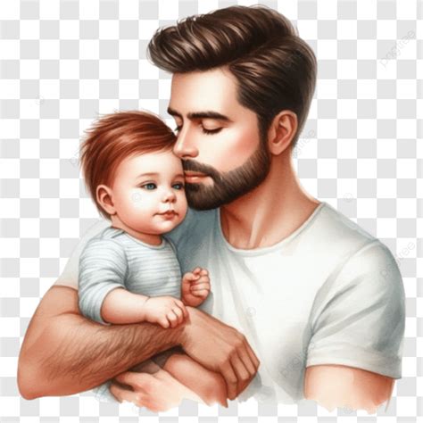 Día Del Padre Padre Y Bebé Acuarela Aislado Blanco Png Dibujos Dia Del