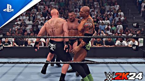 Wwe 2k24 Brock Lesnar Vs Randy Orton Vs Batista Triple Threat Match Wwe 2k24 Ps5 Youtube