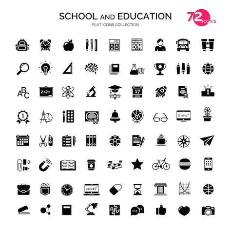 Conjunto de iconos planos escolares y educativos artículos escolares