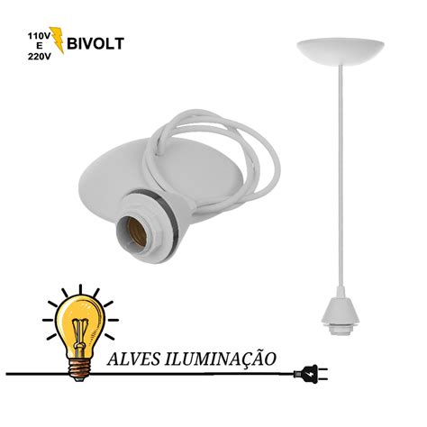 Pendente Luminaria Fio Cabo Fia O Lustre Decorativo Soquete Rosca