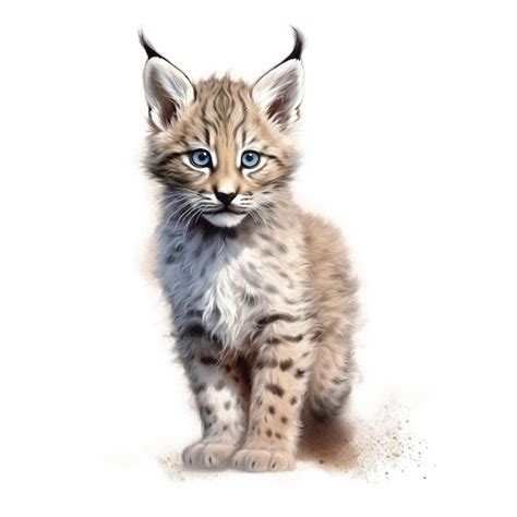 Premium Ai Image There Is A Drawing Of A Baby Lynx Sitting On The