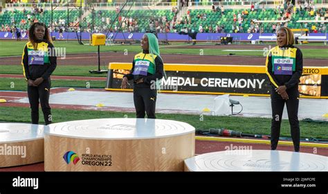 Shericka Jackson Shelly Ann Fraser Pryce And Elaine Thompson Herah