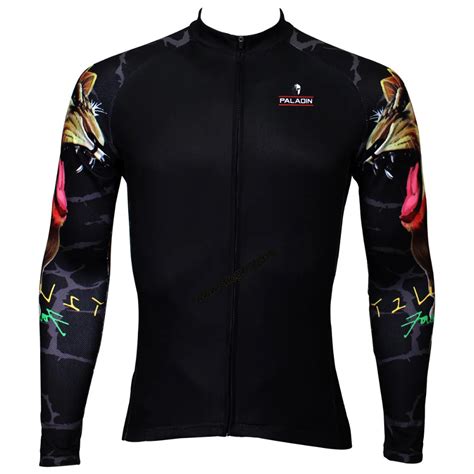 Black lion arm bike riding jersey for winter long sleeved dirt bike ...