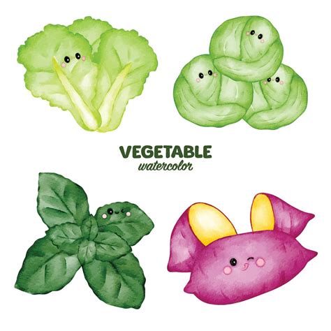 premium vector watercolor vegetable clip art element cute character