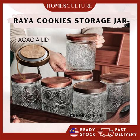 Bekas Kuih Raya Kedap Udara Balang Biskut Kueh Kaca Transparent Air