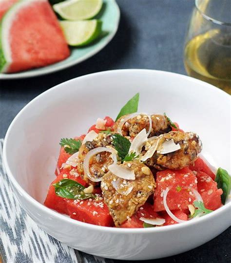 Delicious Fried Chicken And Watermelon Salad