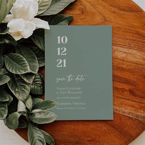 Save The Date Sage Green Save The Date Invitation Save The Etsy Australia