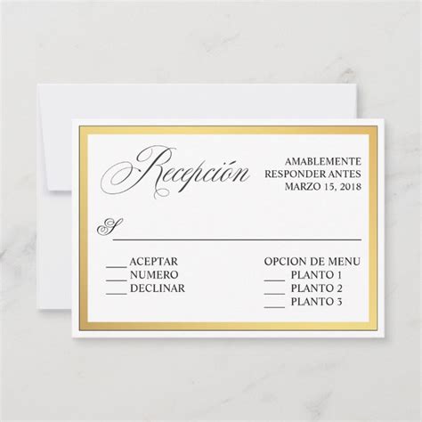 Elegant Script Flourishes Wedding Spanish RSVP Invitation | Zazzle.com