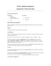 Assign5 Pdf CS 351 Website Development Assignment 5 JSP And