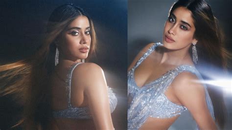 In Pictures Janhvi Kapoor Dazzles In Icy Blue Amit Aggarwal Saree