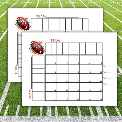 Football 25 Squares Game, Football Squares Grid Printable, Superbowl ...