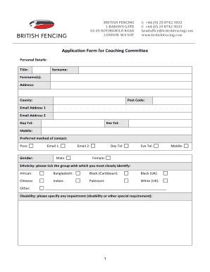 Fillable Online Pdf Application Form British Fencing Association Fax