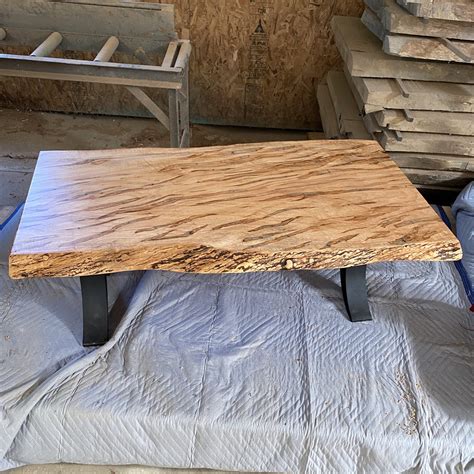 Figured Maple Live Edge Wood Coffee Table Off