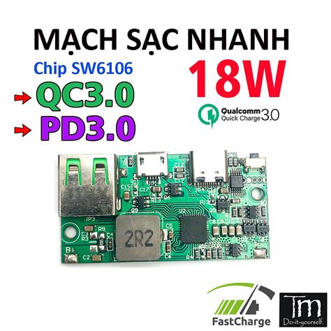 Mua Mạch Sạc Dự Phòng Sạc Nhanh 18W SW6106 Mini Nhỏ Gọn tại Linh kien TM