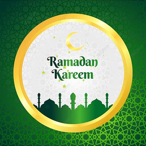 Ramadan Kareem Background With Lanterns And Gold Green Color Shapes