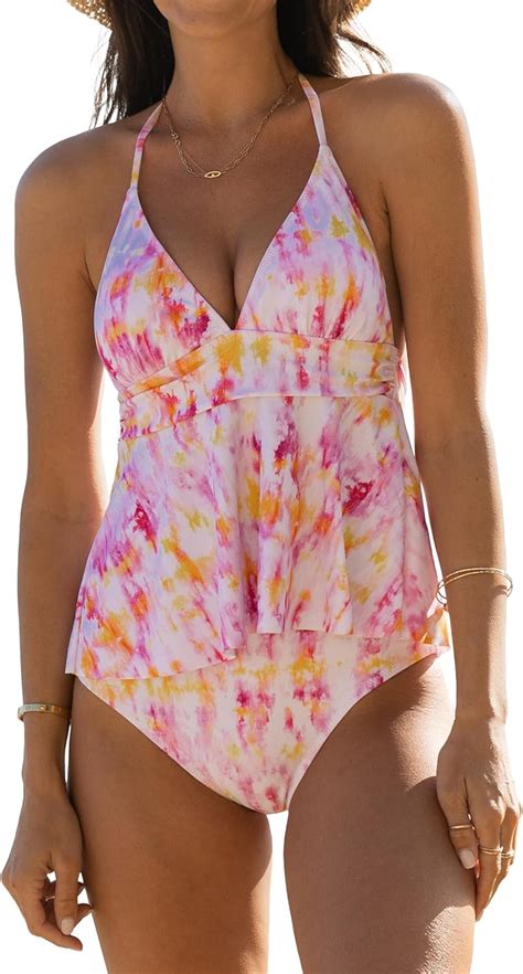 Amazon Beachsissi Tie Dye Print Tankini Set Women Tankini Swimsuit