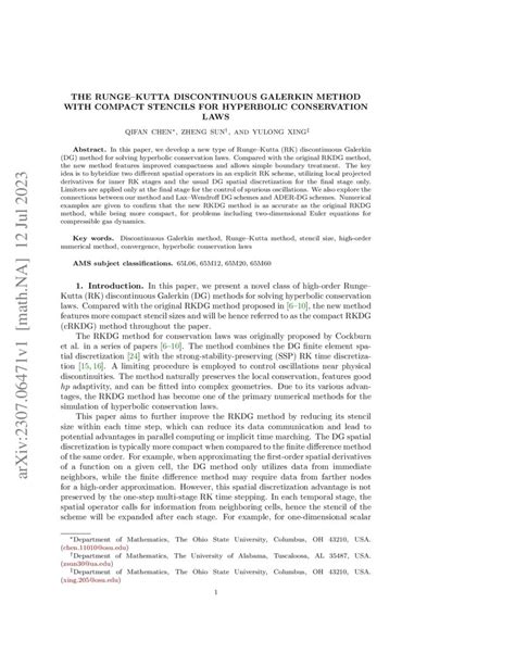 The Rungekutta Discontinuous Galerkin Method With Compact Stencils For