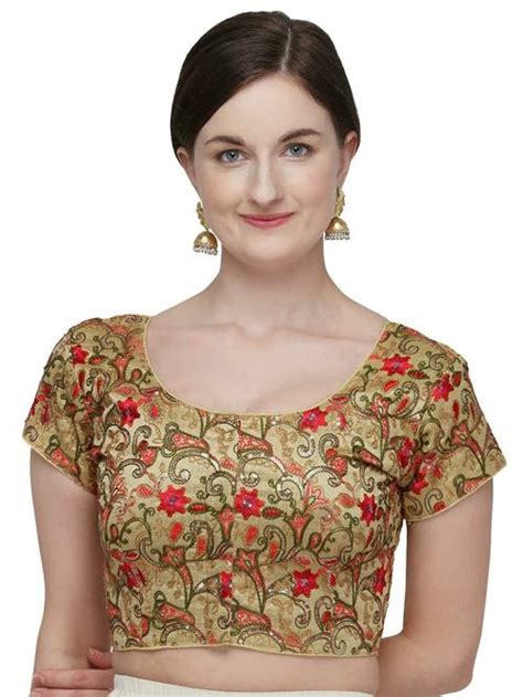 Buy Amrutam Fab Women Green Silk Embroidered Blouse Online At Best