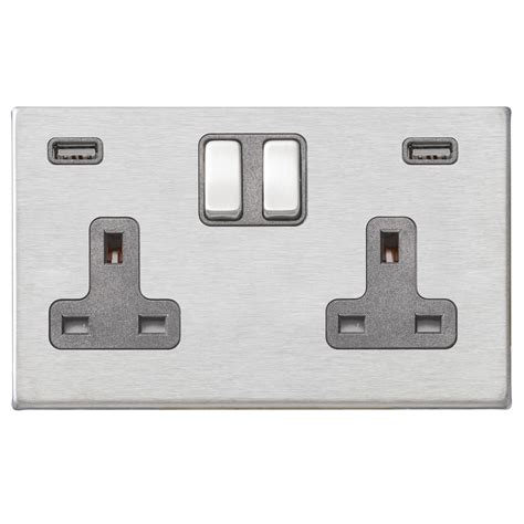 Hamilton Hartland G2 Plug Socket Satin Steel Buy Today