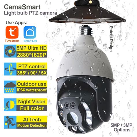 Ampoule De Lampe Tuya Mp Mp Cam Ra De Surveillance Ext Rieure Ptz Ip