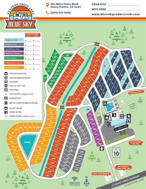 Rv Park Map Of Blue Sky At Cedar Creek Lake Seven Points Tx