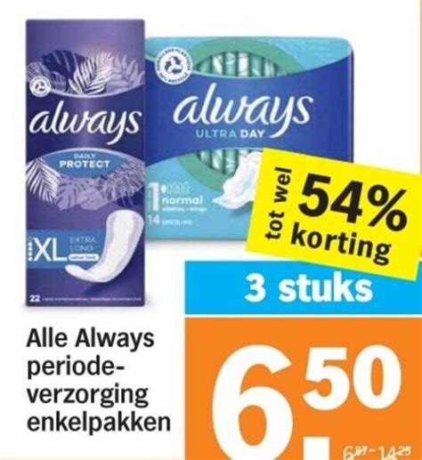 Alle Always Periodeverzorging Enkelpakken Aanbieding Bij Albert Heijn