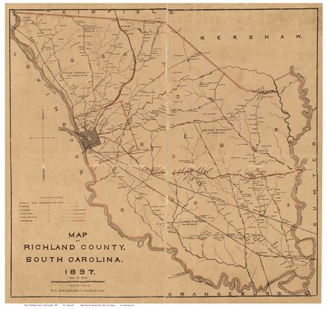 Richland County 1897 South Carolina - Old Map Reprint - OLD MAPS