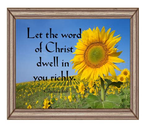 Bible Verse Wall Art Sunflower Bible Art Print Colossians 3:16 - Etsy