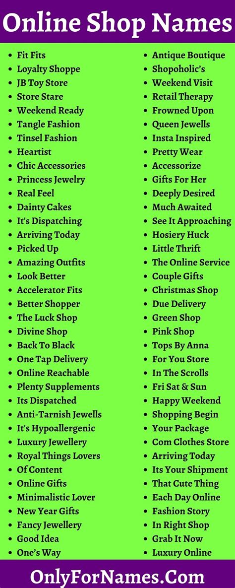 Online Shop Names Ideas For Different Products At Abby Karla Blog