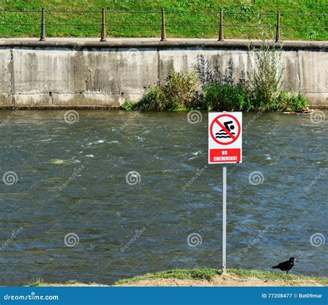 Warning River Bed Hazard At Bridge Sign Stock Image CartoonDealer