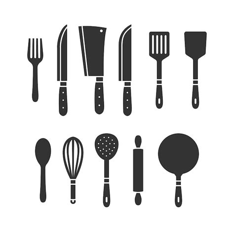 Premium Vector Kitchenware Cooking Utensil Icon Vector Silhouette Set