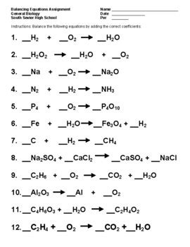 Balancing Equations Worksheet by Scott Brady | TPT