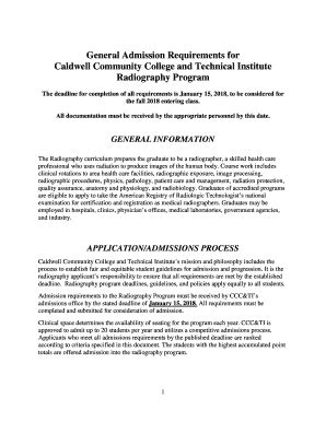 Fillable Online Rad Admission Info Caldwell Community College Fax