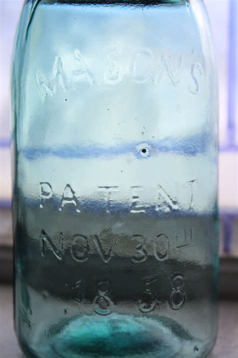 Antique Blue Mason Jar Quart Masons Patent Nov 30th 1858