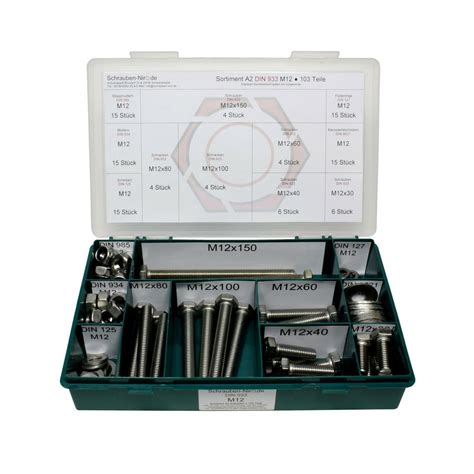 Sortiment Set Edelstahl Sechskantschrauben Din Va A V A Scheiben
