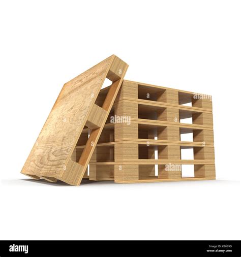 Wooden Pallets Stacked On Top Of One Another Isolated On White 3d