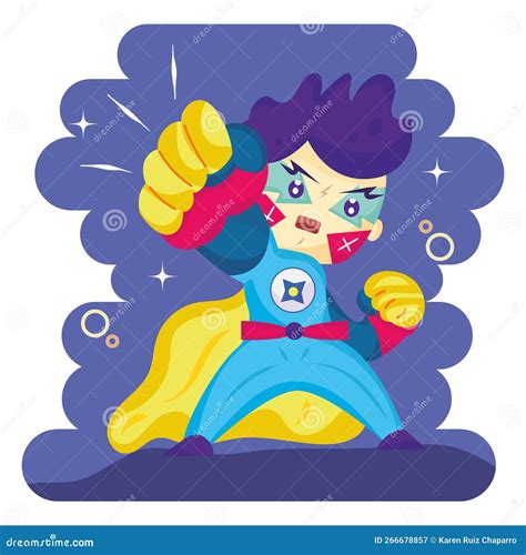 Isolated Cute Male Superhero Cartoon Character Vector Stock Vector ...